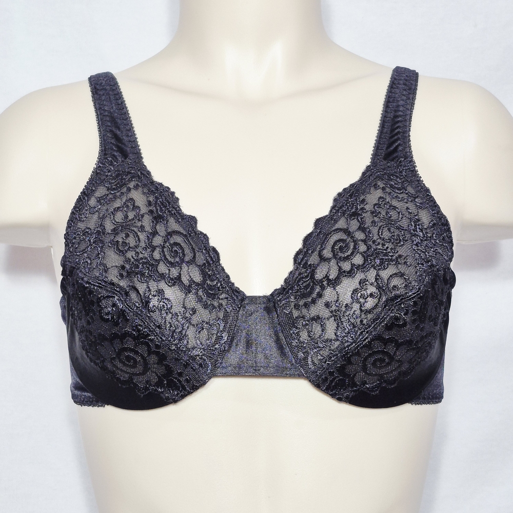 34C Vassarette 75014‎ 75-014 Unlined Satin & Lace Divided Cup UW Bra